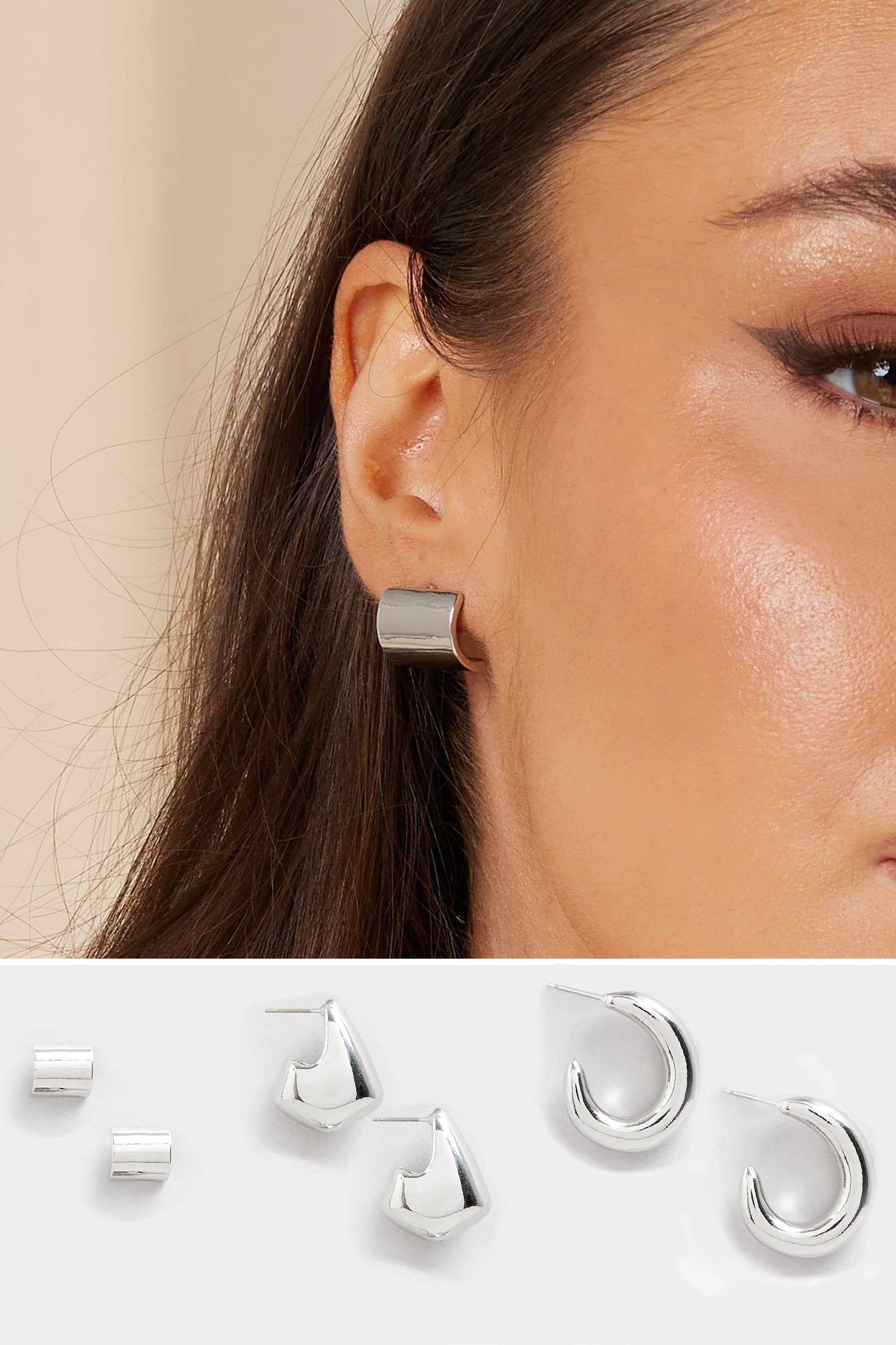 Yours 3 Pack Silver Tone Mixed Shape Earrings Set