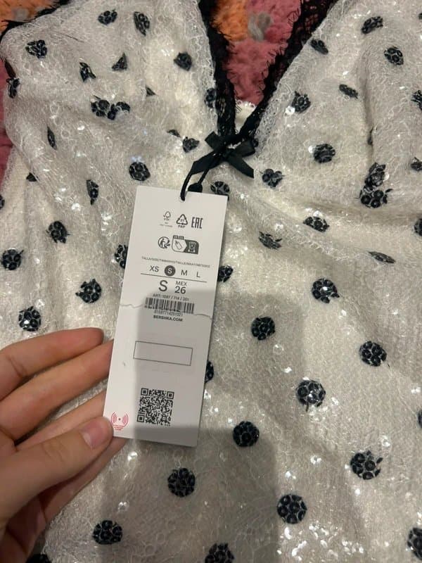 Bershka Sequin black and white polka dot halterneck bershka top