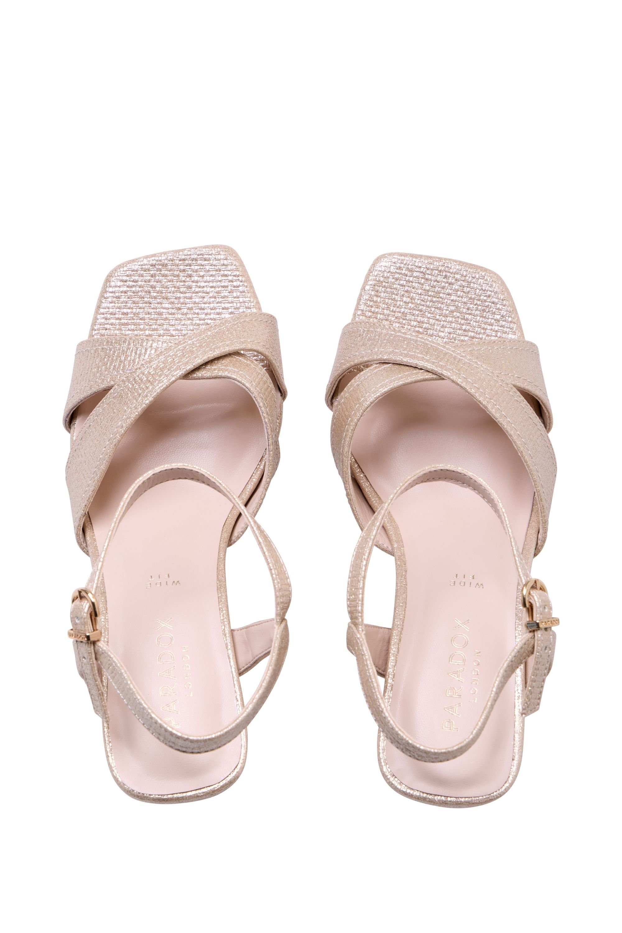 Paradox London Paradox London Women's Tassia' Wide Fit Flared Heel Sandals in Gold - 3