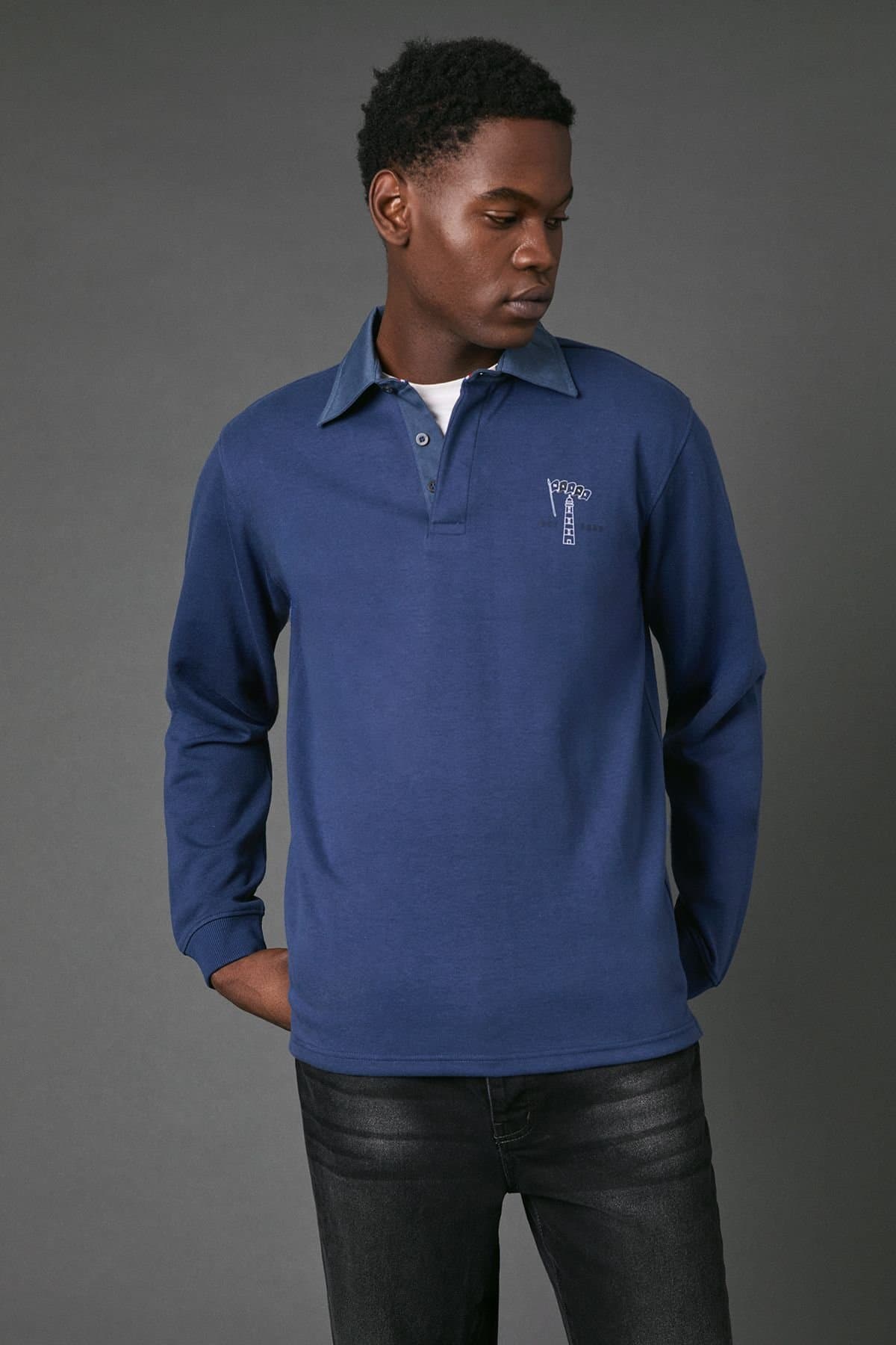 Maine Maine Men's Navy Lighthouse Rugby Top