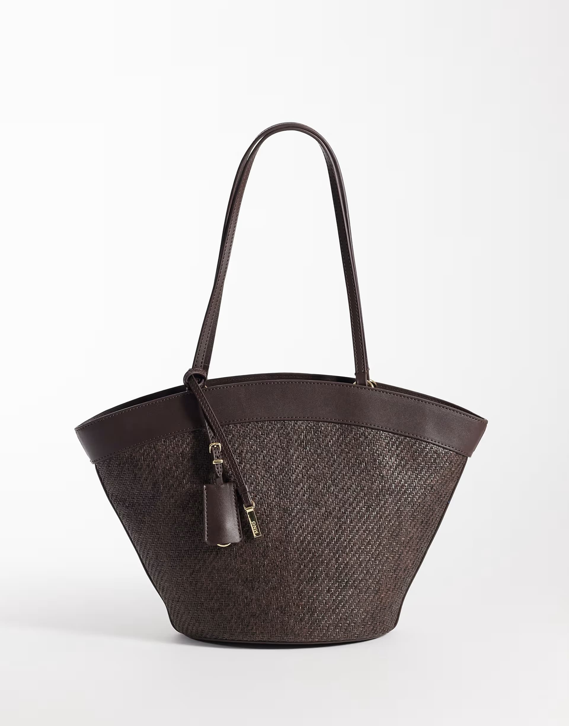 ASOS ASOS Brown Woven Shoulder Bag with Faux Leather Trim