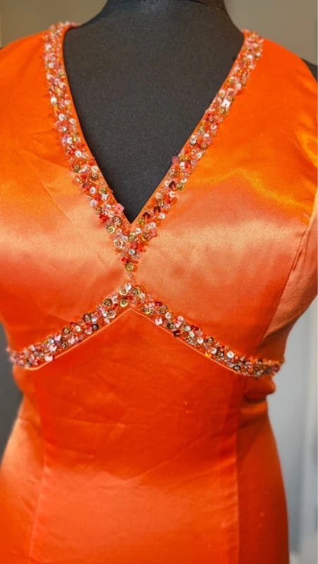Forever Yours Lovely orange satin evening/prom/cruise dress with sequins size Uk 10 - 1