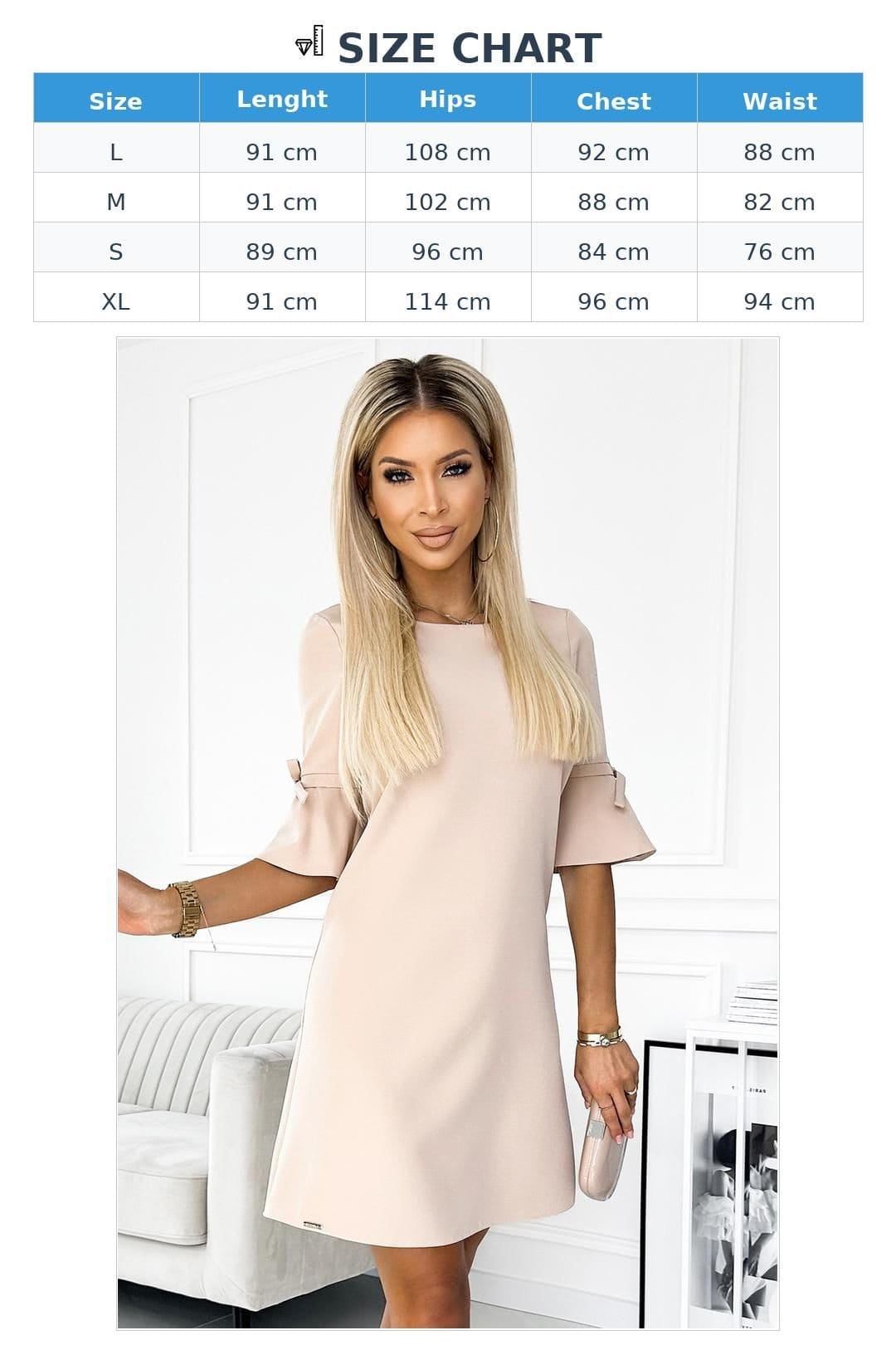 Love Lace Love Lace Women's Beige Trapeze Dress with Bow Sleeves - 4