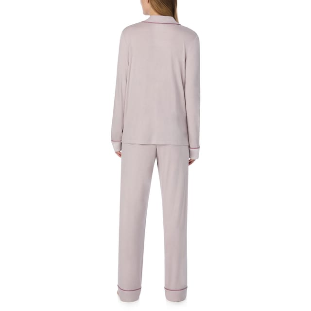 DKNY DKNY Women's Next Gen Classics Long Sleeve Notch Top & Pant Set in Pink in Light Pink - 2