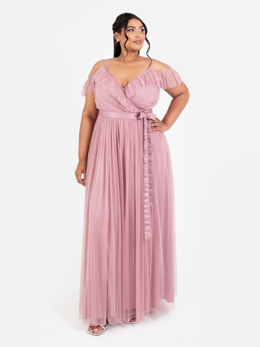 Anaya with Love Anaya with Love Women's Cold Shoulder Maxi Dress in Dark Pink