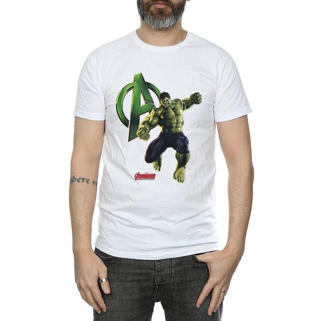 Avengers Age Of Ultron Avengers Age Of Ultron Men's Hulk Pose Cotton T-Shirt in White - 2