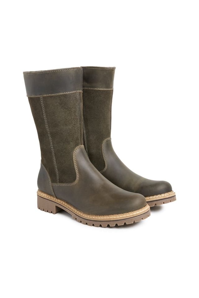 Celtic & Co Celtic & Co Women's Waterproof Shearling Lined Calf Boot in Dark Olive - 2
