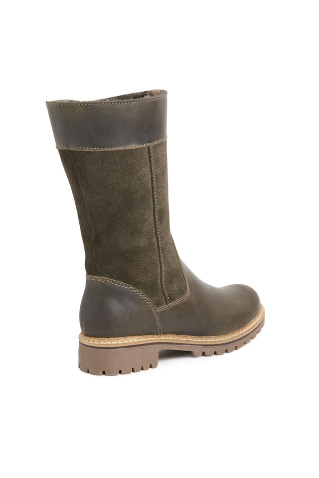 Celtic & Co Celtic & Co Women's Waterproof Shearling Lined Calf Boot in Dark Olive - 3