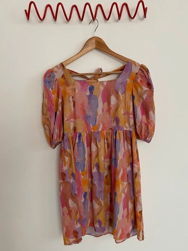 Never Fully Dressed Multicolour Mini Dress with Puffed Sleeves