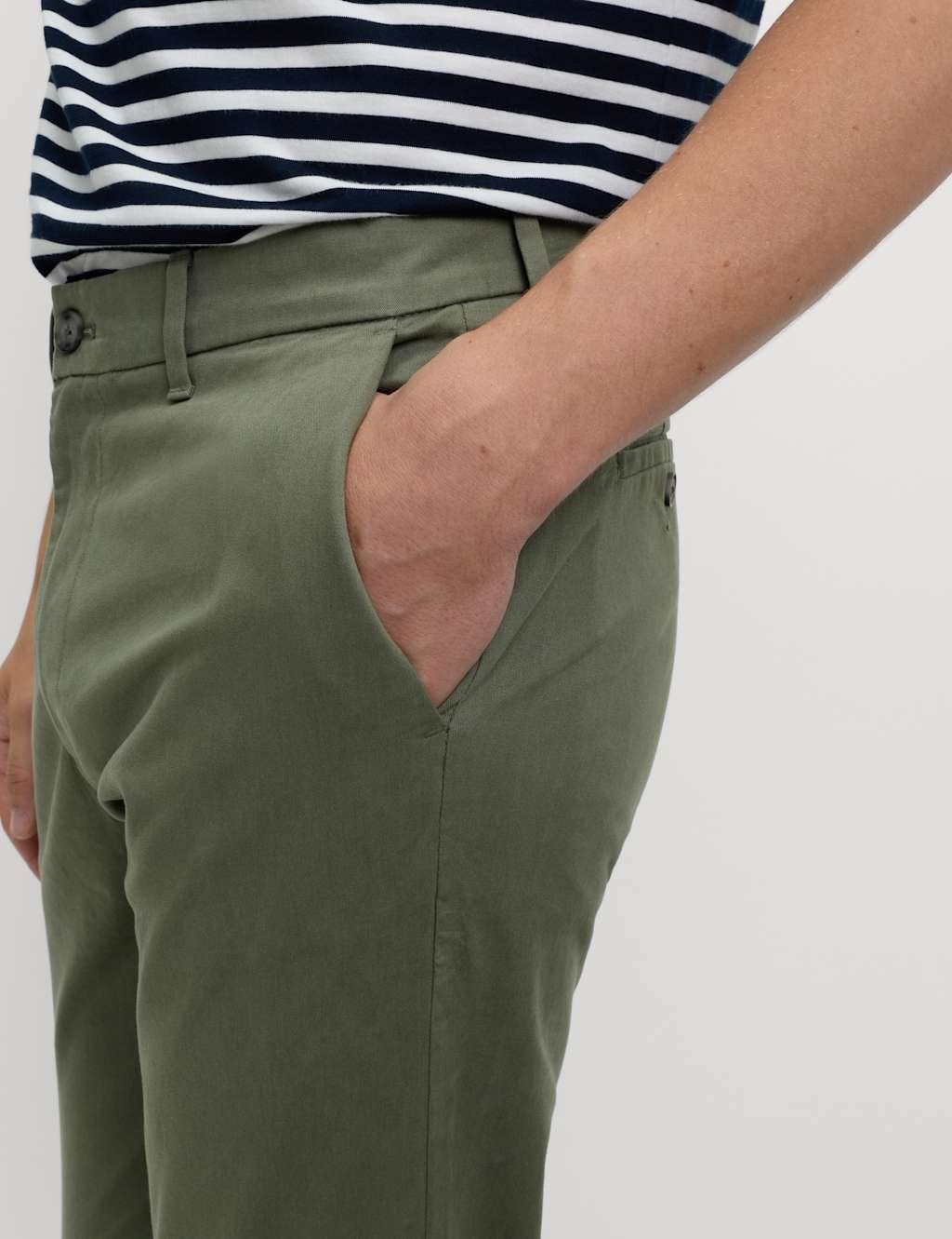 Marks & Spencer M&S Slim Fit Cotton Rich Stretch Chinos Moss Green - 3