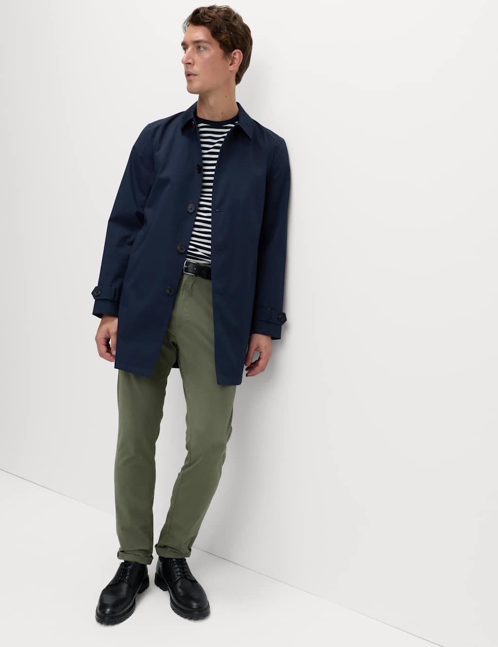 Marks & Spencer M&S Slim Fit Cotton Rich Stretch Chinos Moss Green - 4