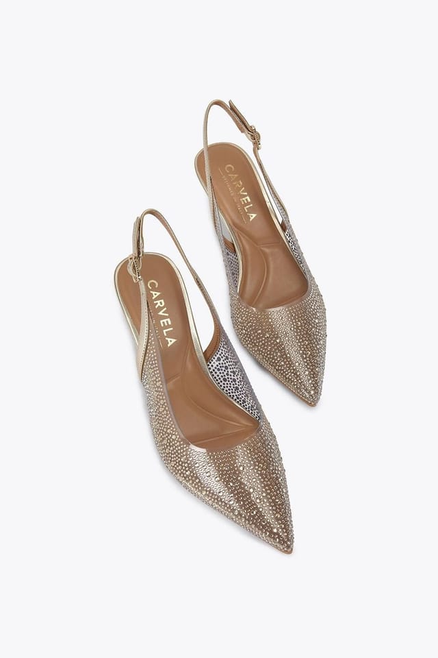 Carvela Carvela Women's 'Positano Vinyl Sling Low' Heels in Gold - 2