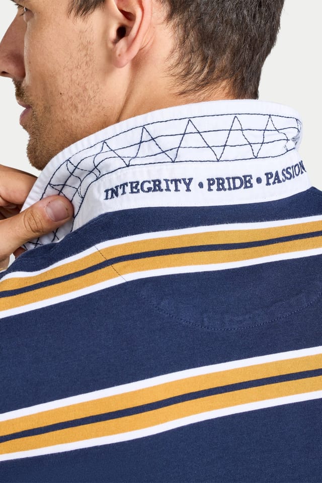 raging bull Raging Bull Men's L/S Tri Colour Stripe Rugby Shirt in Navy - 3