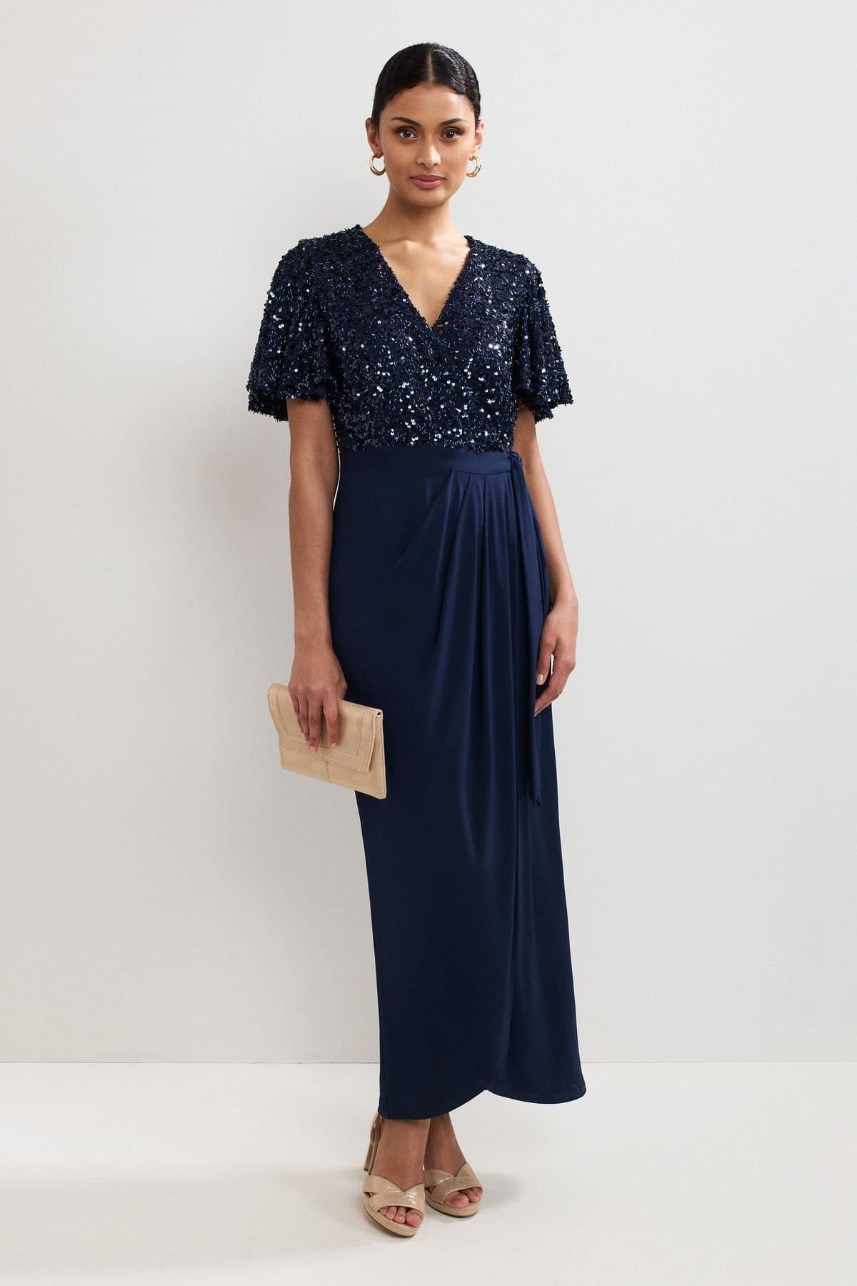 Phase Eight Phase Eight Women's Janessa Sequin Wrap Maxi Dress in Dark Navy