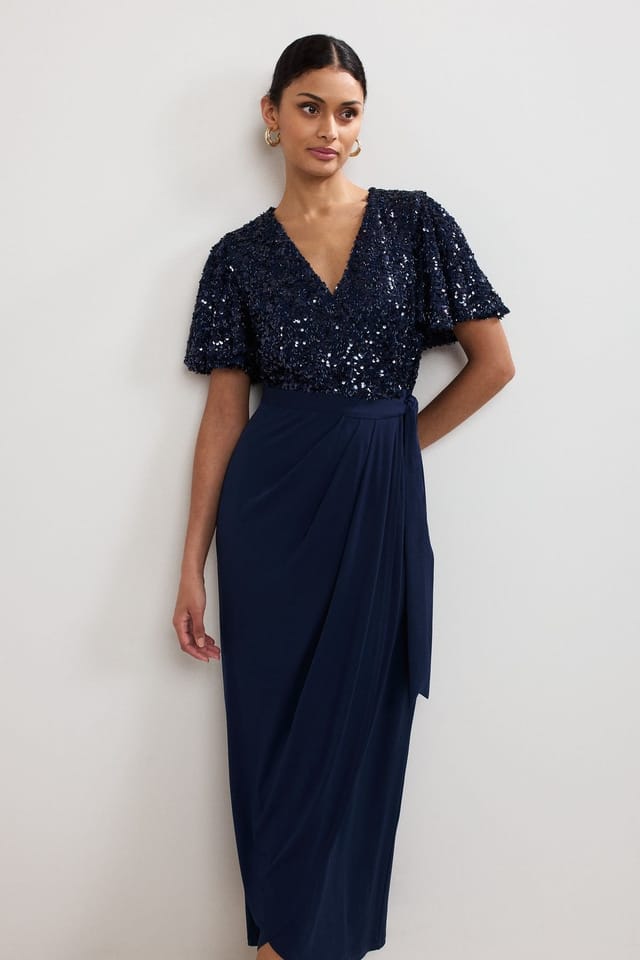 Phase Eight Phase Eight Women's Janessa Sequin Wrap Maxi Dress in Dark Navy - 3