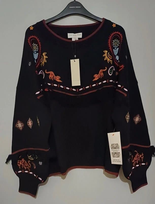 Never Fully Dressed Never Fully Dressed Black Embroidered Jumper- size XL (18/20)
