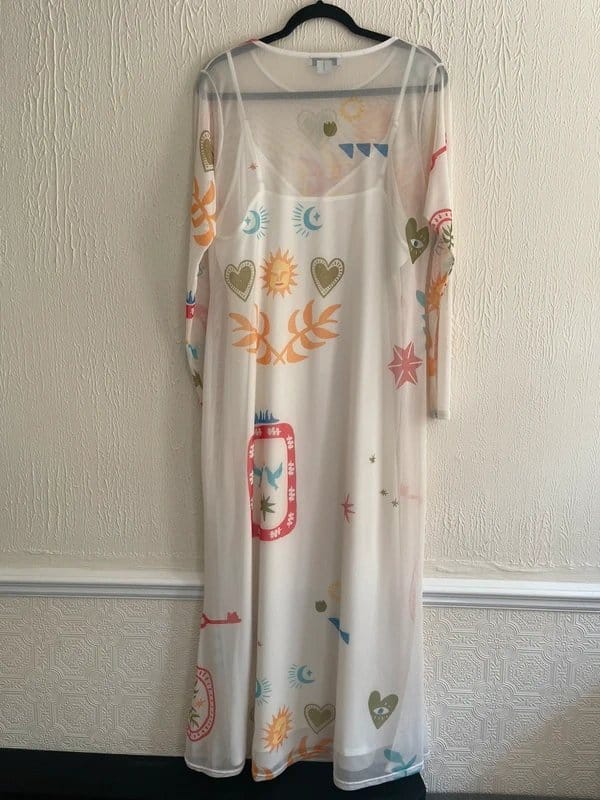 Never Fully Dressed Cream Mesh Dress With Cami Slip