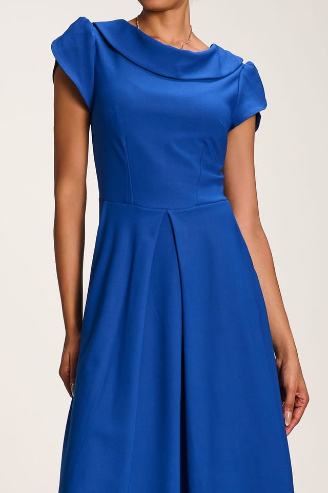 Jolie Moi Jolie Moi Women's Roll Neck Petal Sleeve Midi Dress in Blue - 3