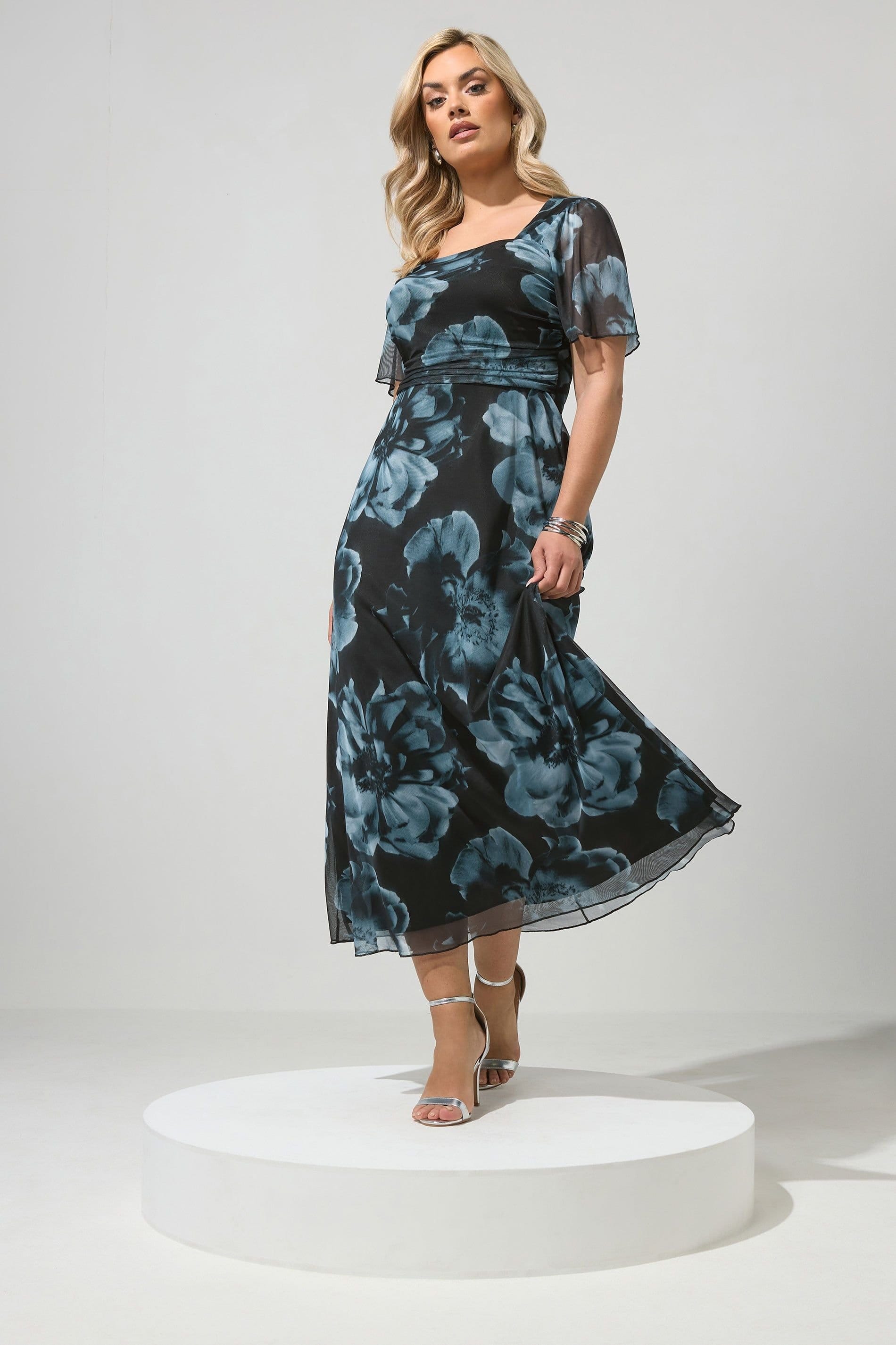 Yours Yours Women's Floral Square Neck Maxi Dress in Black - 4
