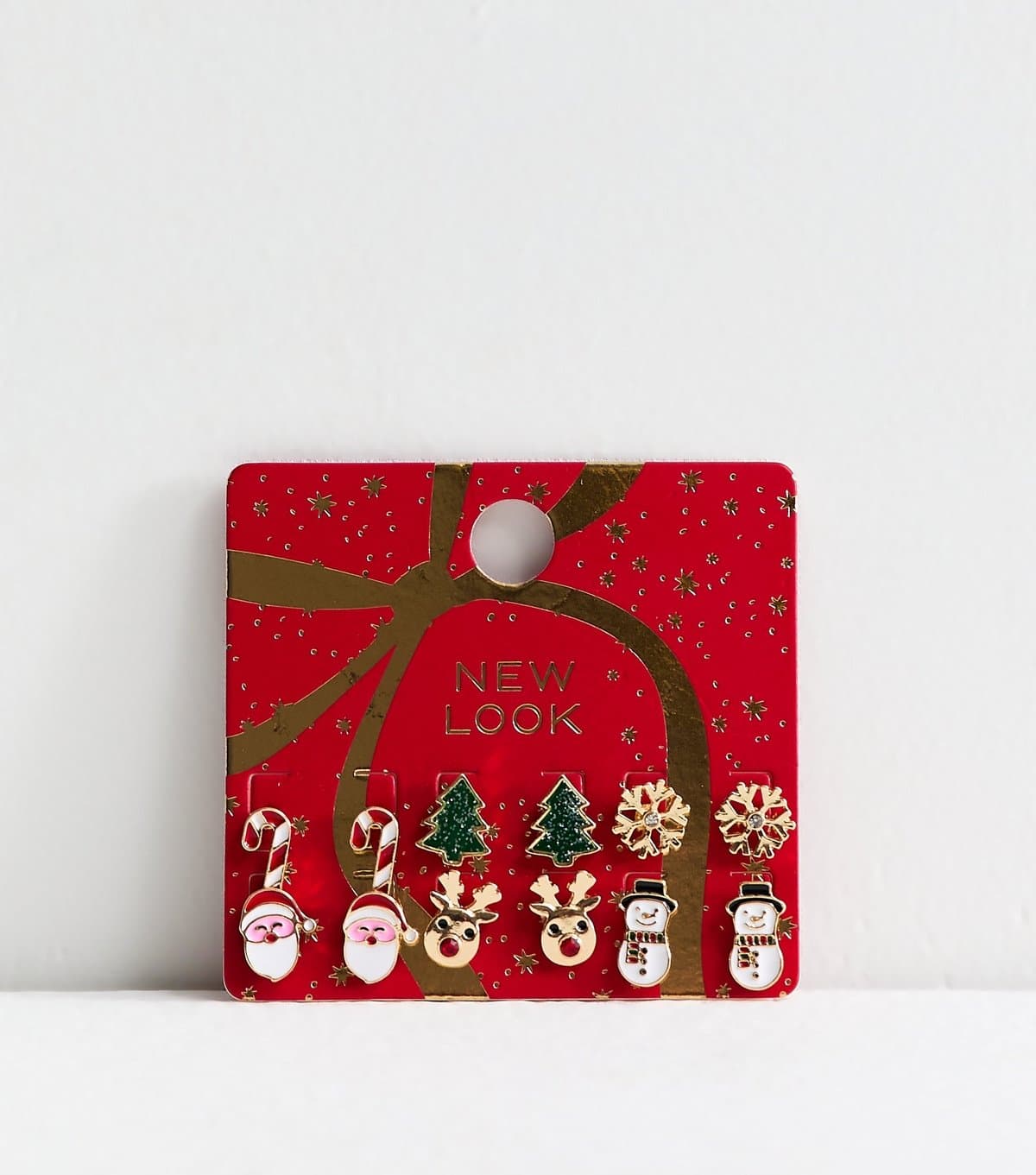New Look Gold Pack of 6 Christmas Novelty Stud Earrings New Look