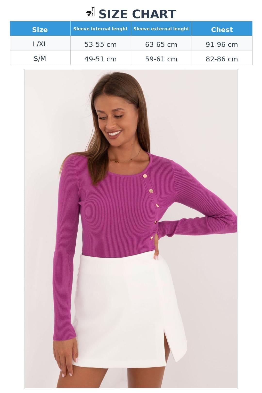 Love Lace Love Lace Women's Casual Ribbed Viscose Blend Button Sweater in Violet - 4