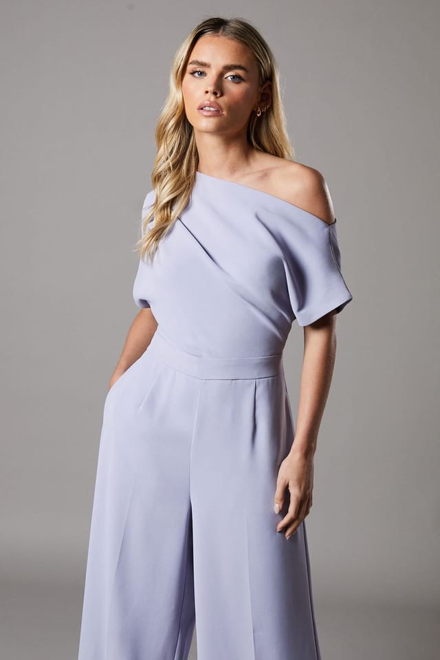 Coast Coast Women's Petite Pleat Off-The Shoulder Jumpsuit in Lilac - 2