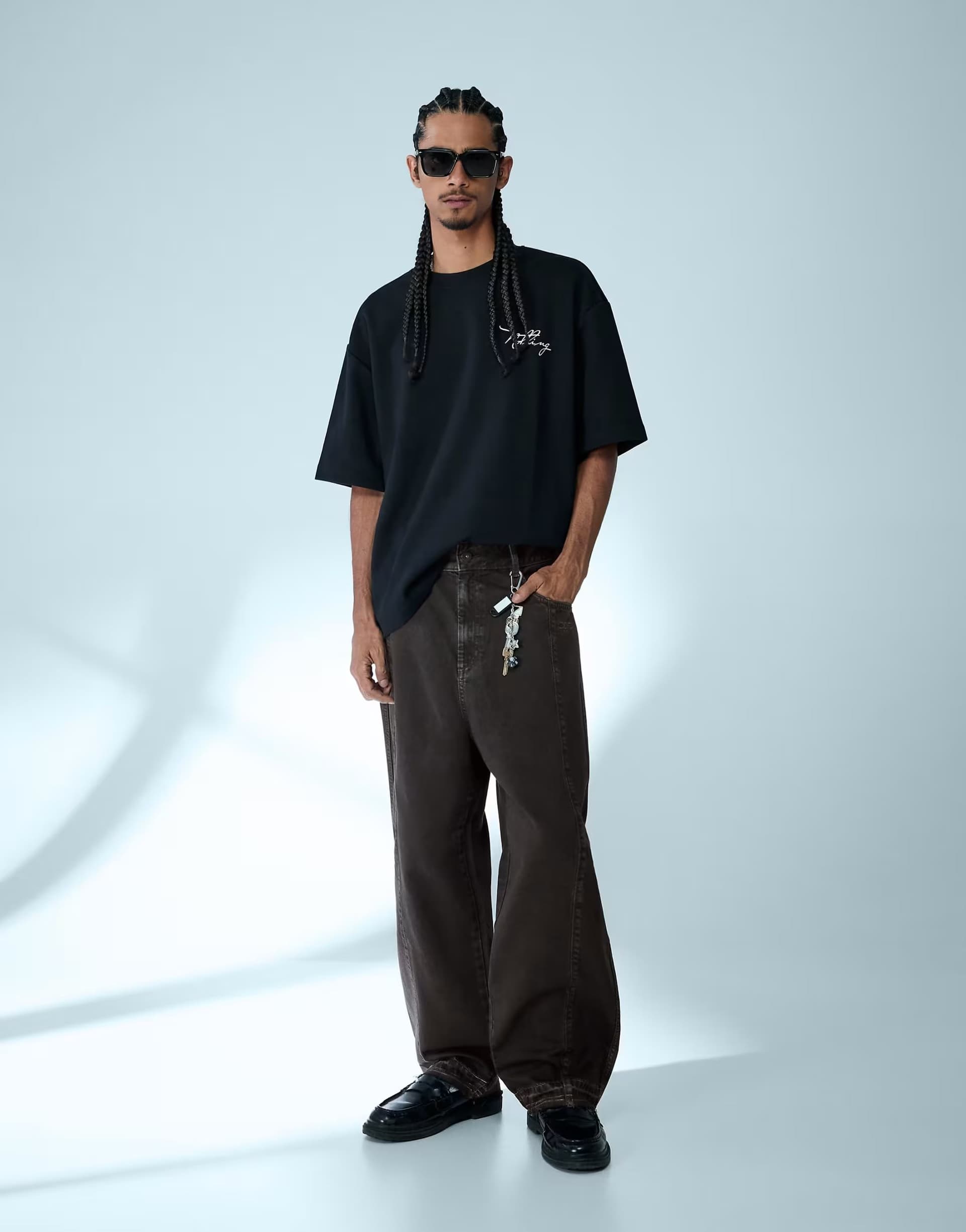 ASOS Bershka Super baggy trousers in black