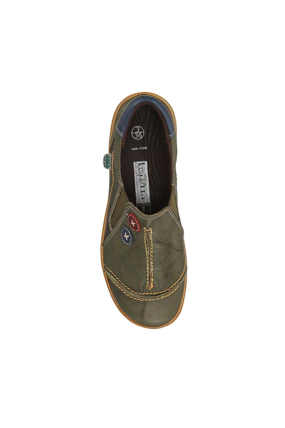 Pavers Pavers Women's Elasticated Leather Slip-On Shoes in Khaki - 4
