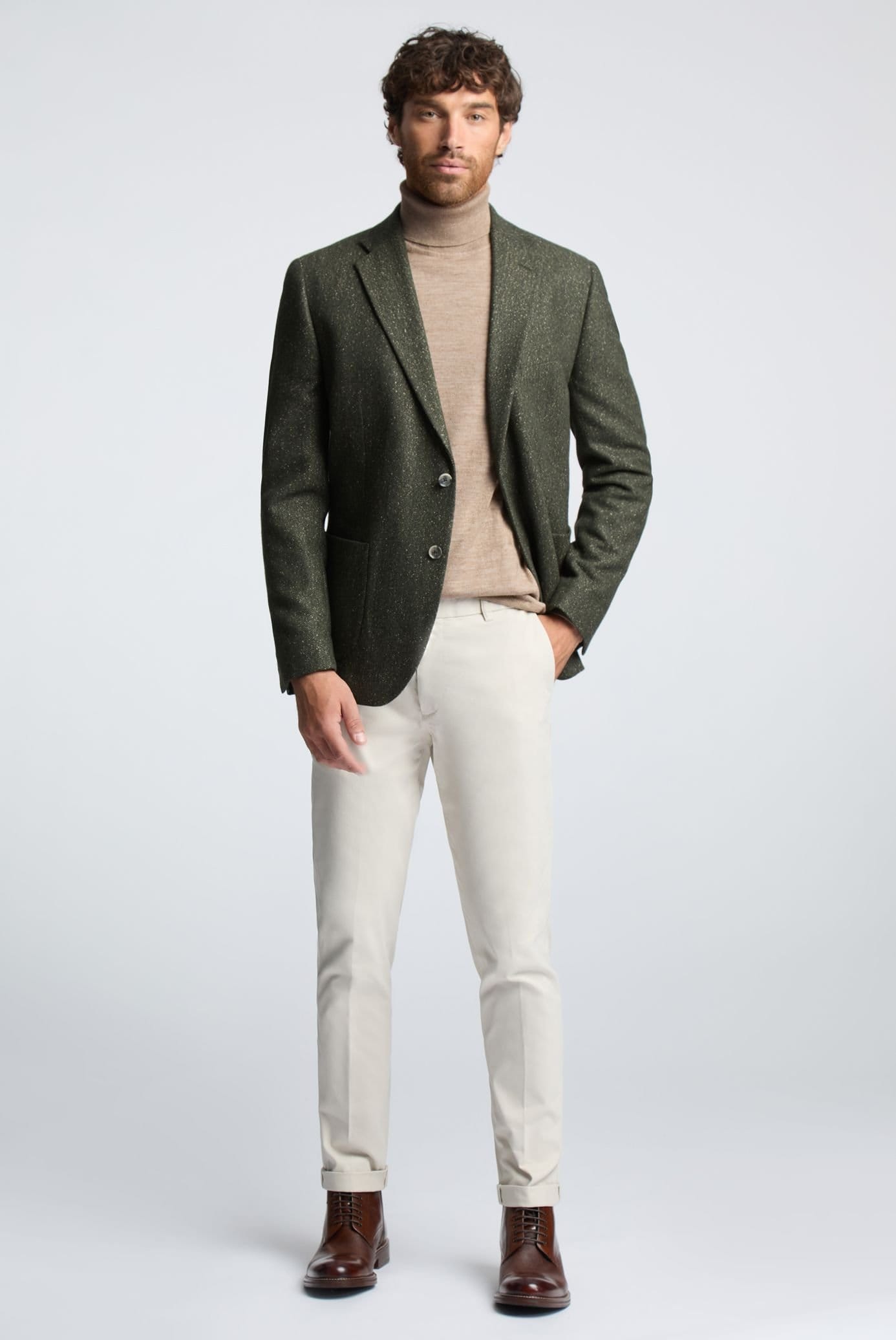 Melka Melka Men's Green Herringbone Blazer - 4