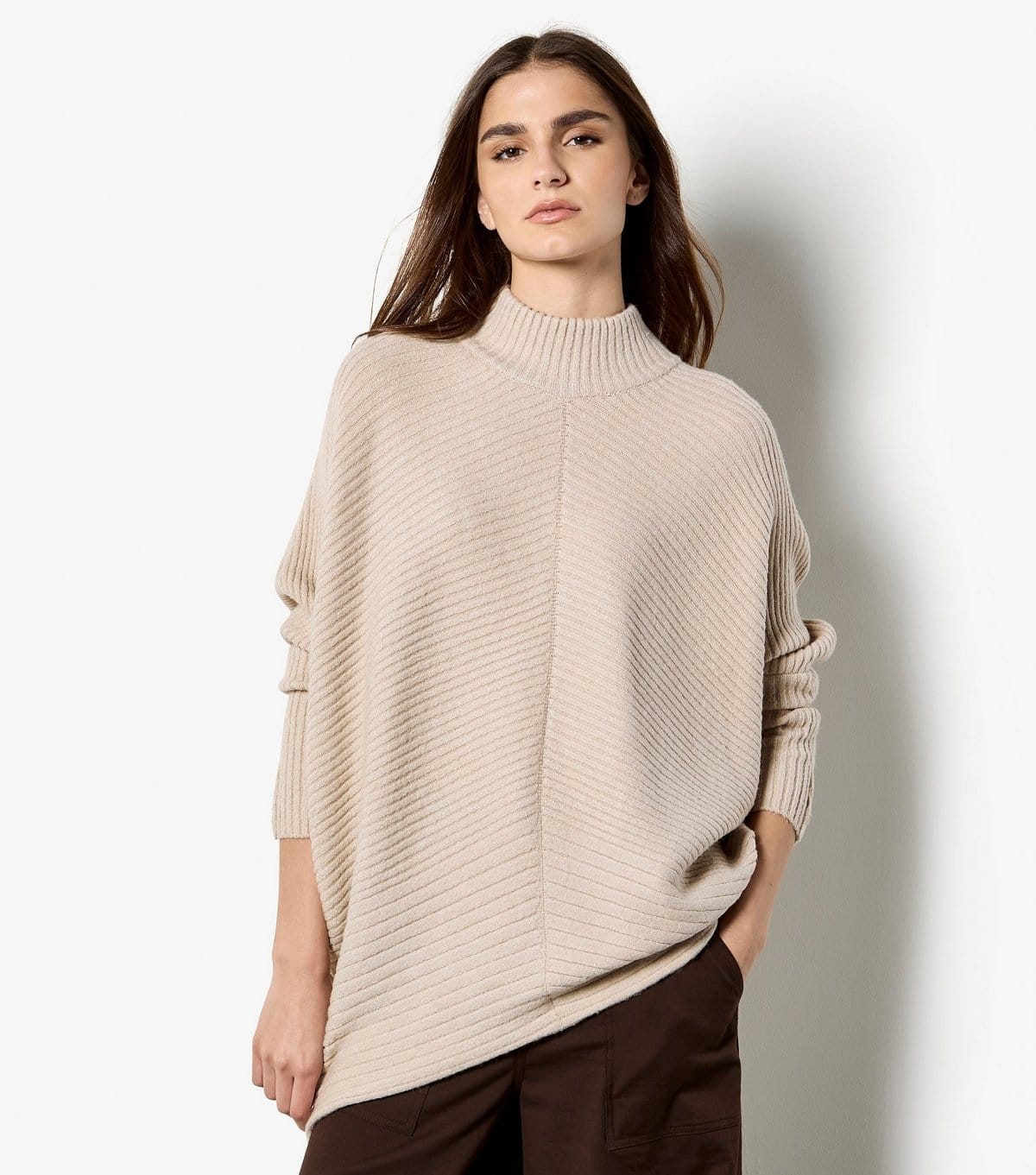 Apricot Women's Stone Chevron Knit High Neck Jumper