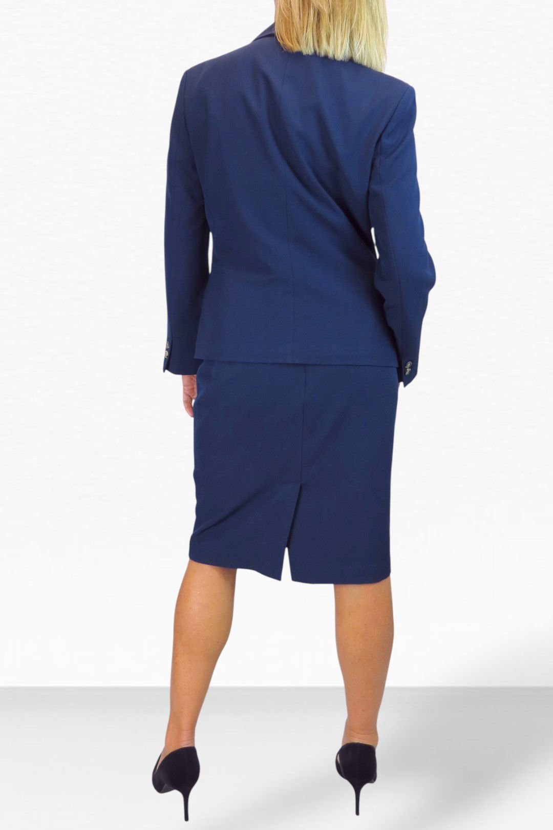 Paulo Due Paulo Due Women's 2 Piece Tailored Skirt Suit in Navy - 2