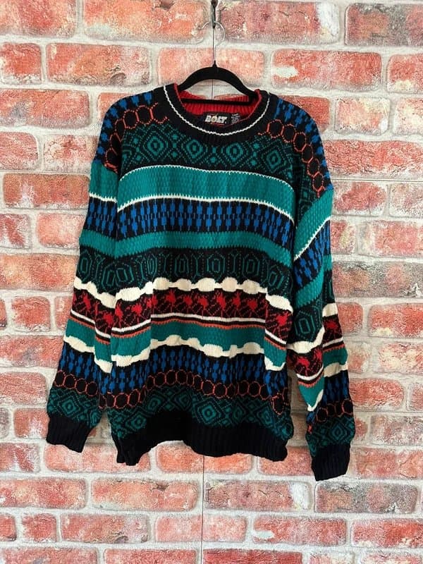 Bolt Multicoloured Funky 90s Vintage Knit Jumper