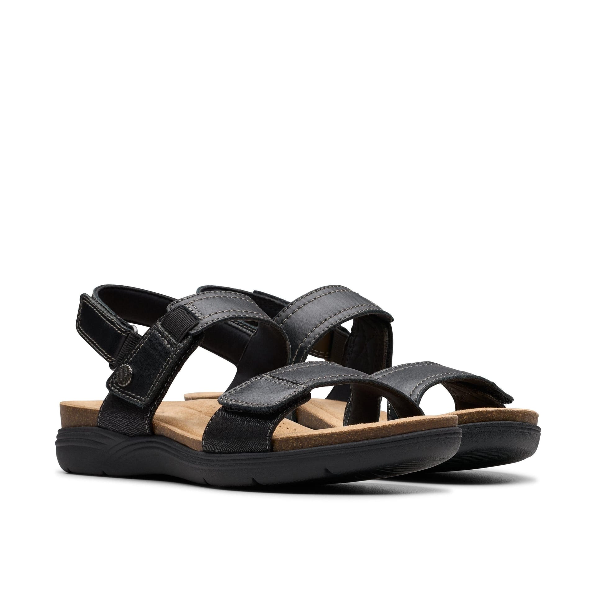 Clarks Clarks Women's April Clover Black Combination Flat Sandals - 4