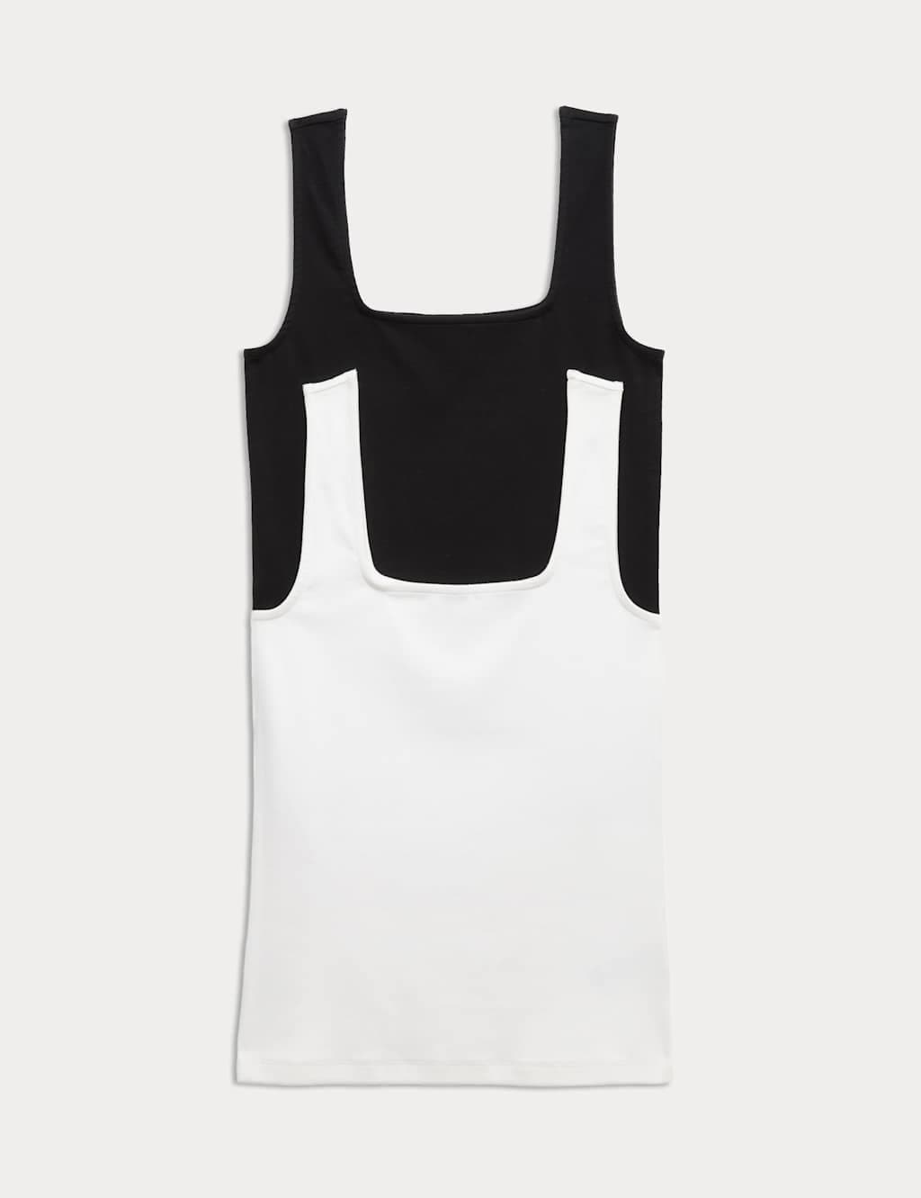 Marks & Spencer M&S 2 Pack Cotton Rich Square Neck Vests Black/White