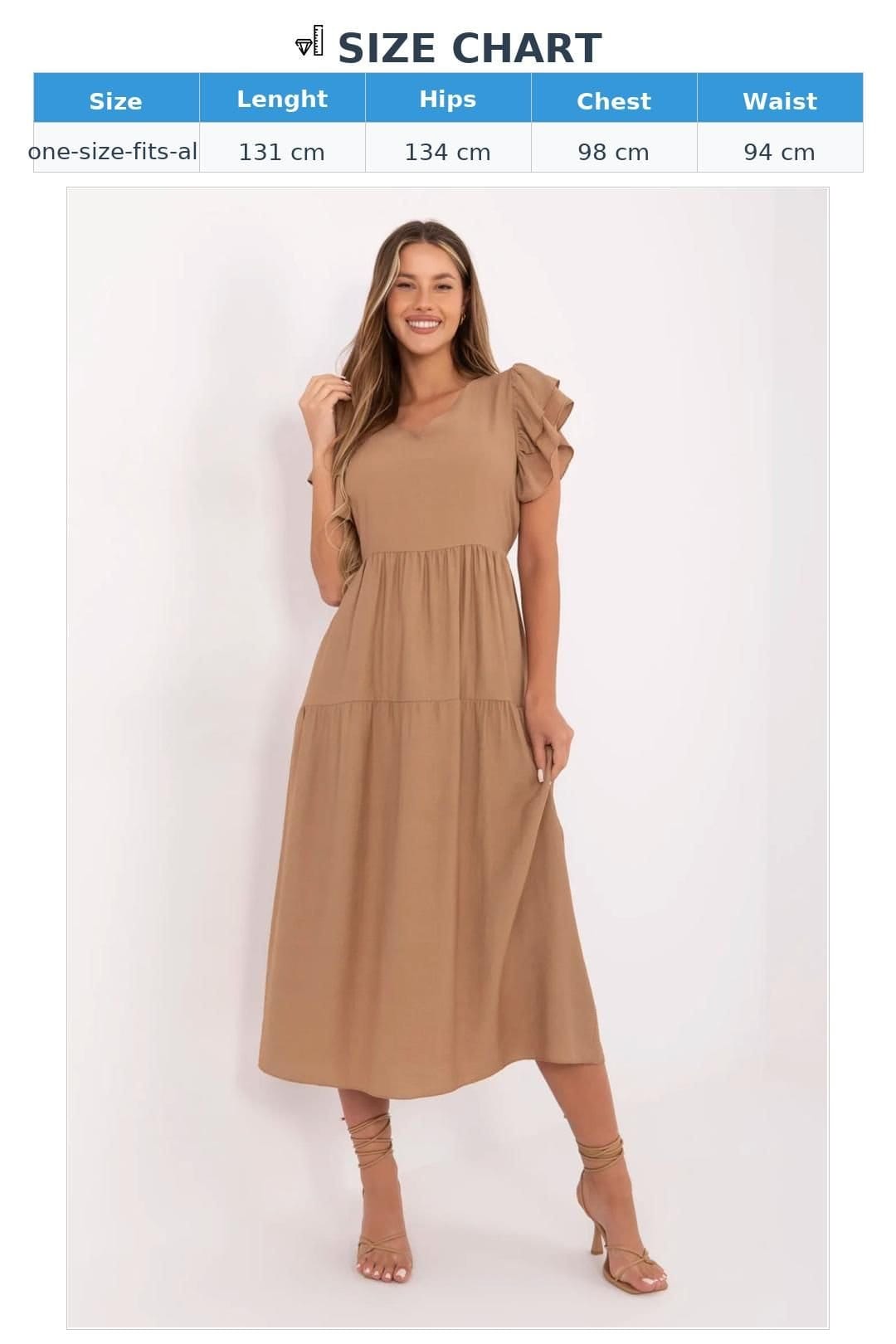 Love Lace Love Lace Women's Viscose Nylon Midi Flared Summer Dress in Brown - 4