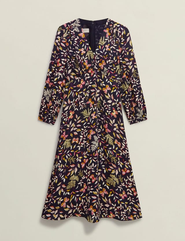 Hobbs London Hobbs London Women's Zainah V-Neck Midi Dress in Dark Navy - 2