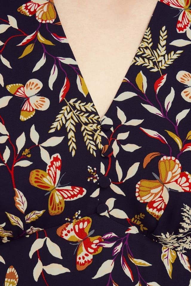 Hobbs London Hobbs London Women's Zainah V-Neck Midi Dress in Dark Navy - 3