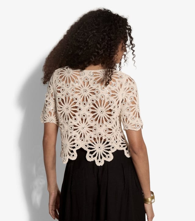 Apricot Women's Cream Open Crochet Sequin Cardigan Apricot New Look - 3