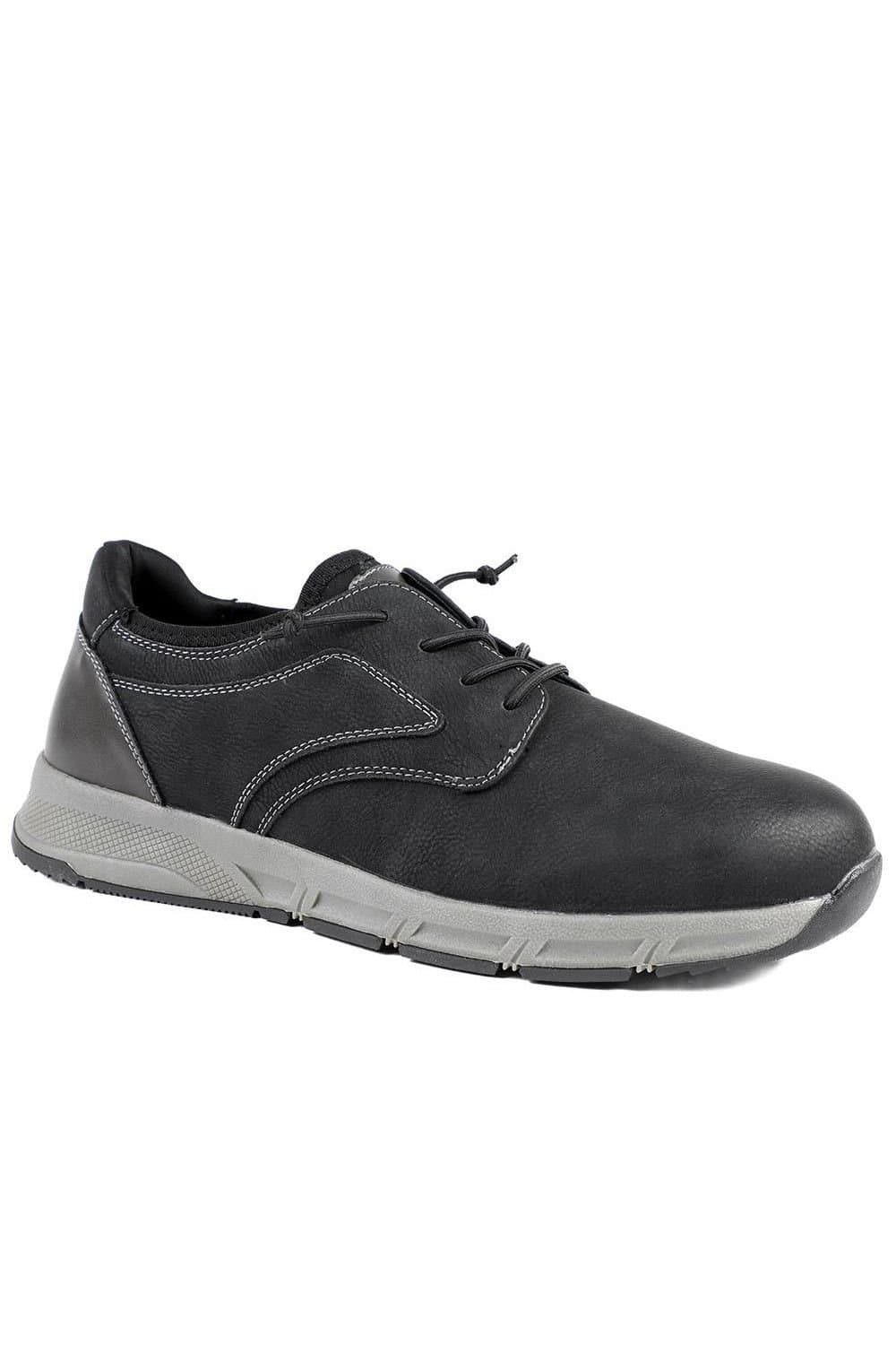 Pavers Pavers Men's Black Casual Lace-Up Shoes With Grip Sole