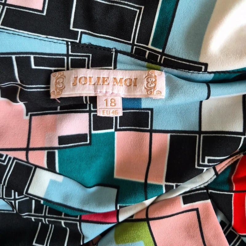 Jolie Moi Jolie Moi geometric print faux wrap dress UK size 18