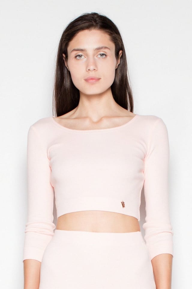 Love Lace Love Lace Women's Cotton Sleeve Crop Top Pencil Skirt Set in Pink - 2