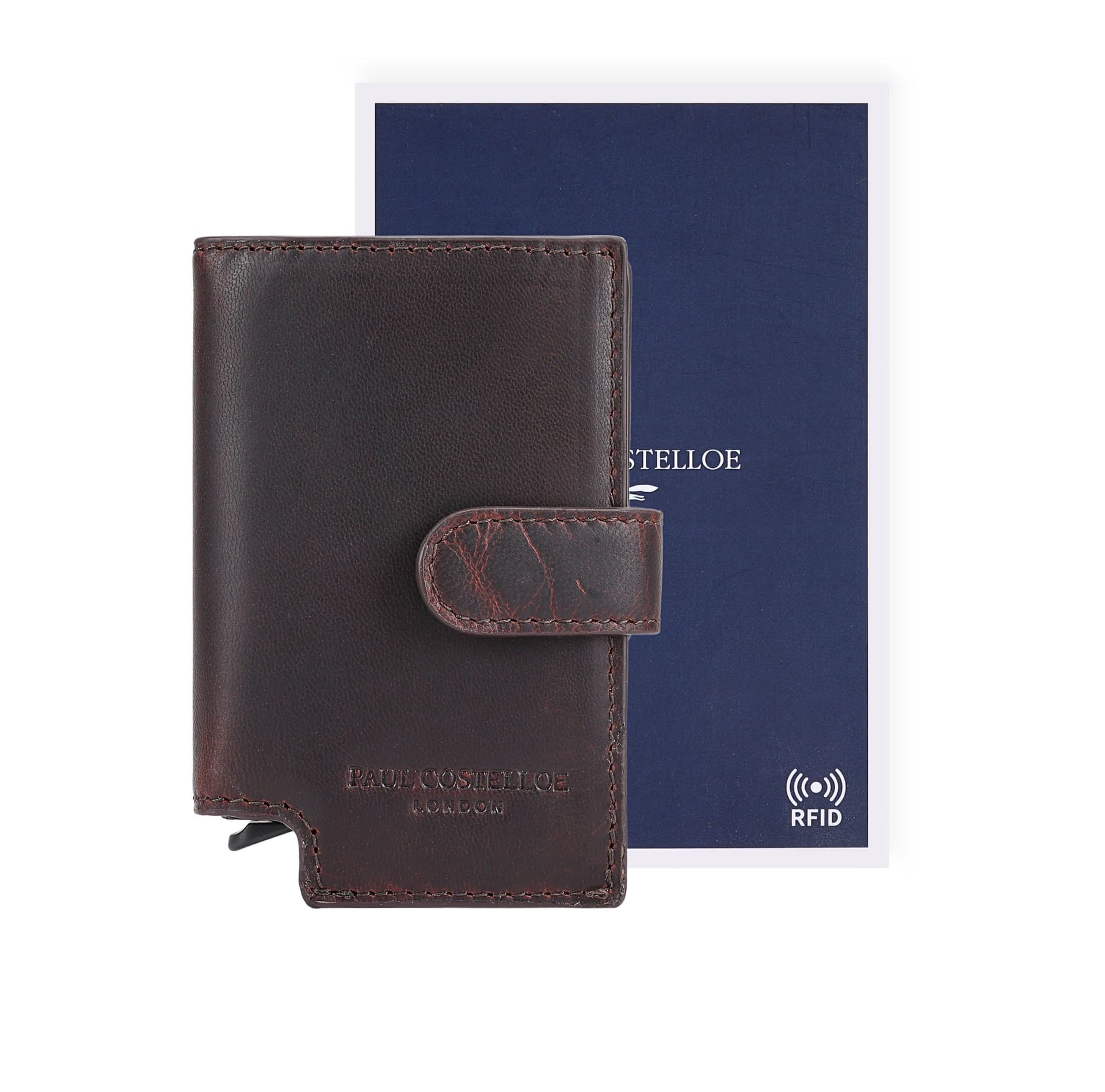 Paul Costelloe Paul Costelloe Men's Elio Leather Card Holder in Brown