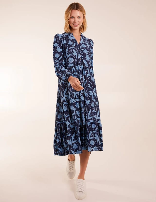 Blue Vanilla Collar Trapeze Midi Dress - 3