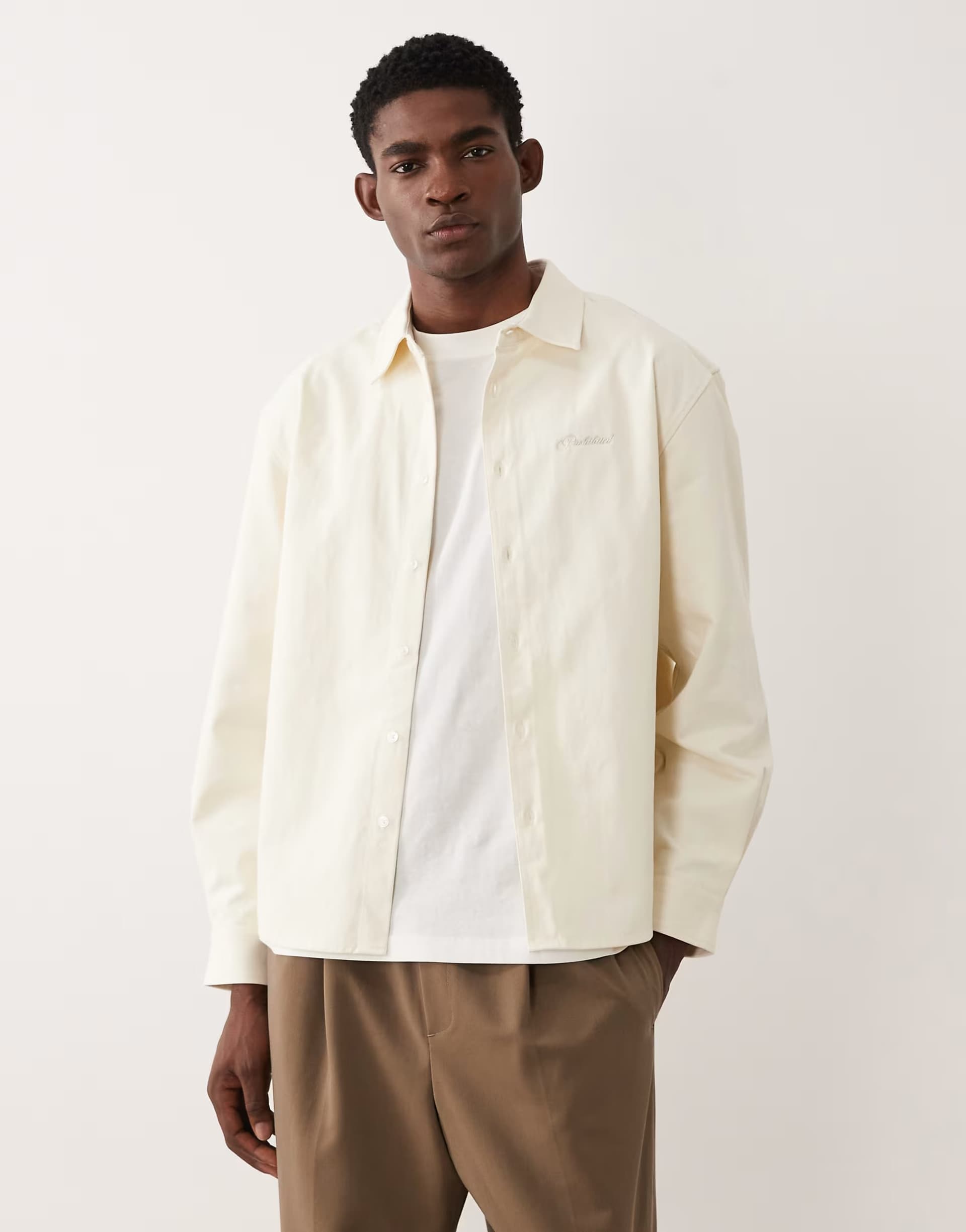 ASOS Prohibited drift long sleeve shirt in off white