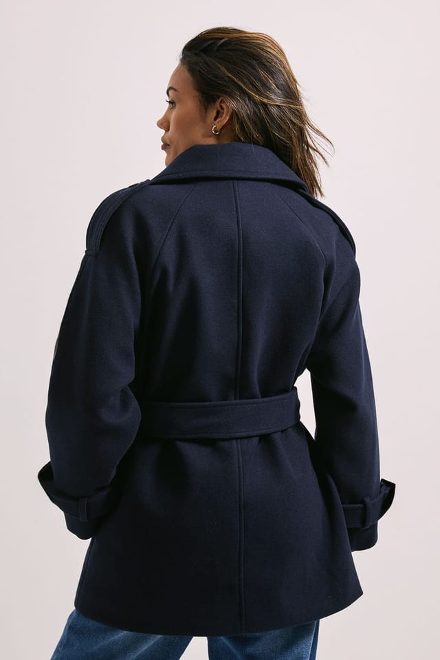 Dorothy Perkins Dorothy Perkins Women's Tab Detail Belted Coat in Navy - 3