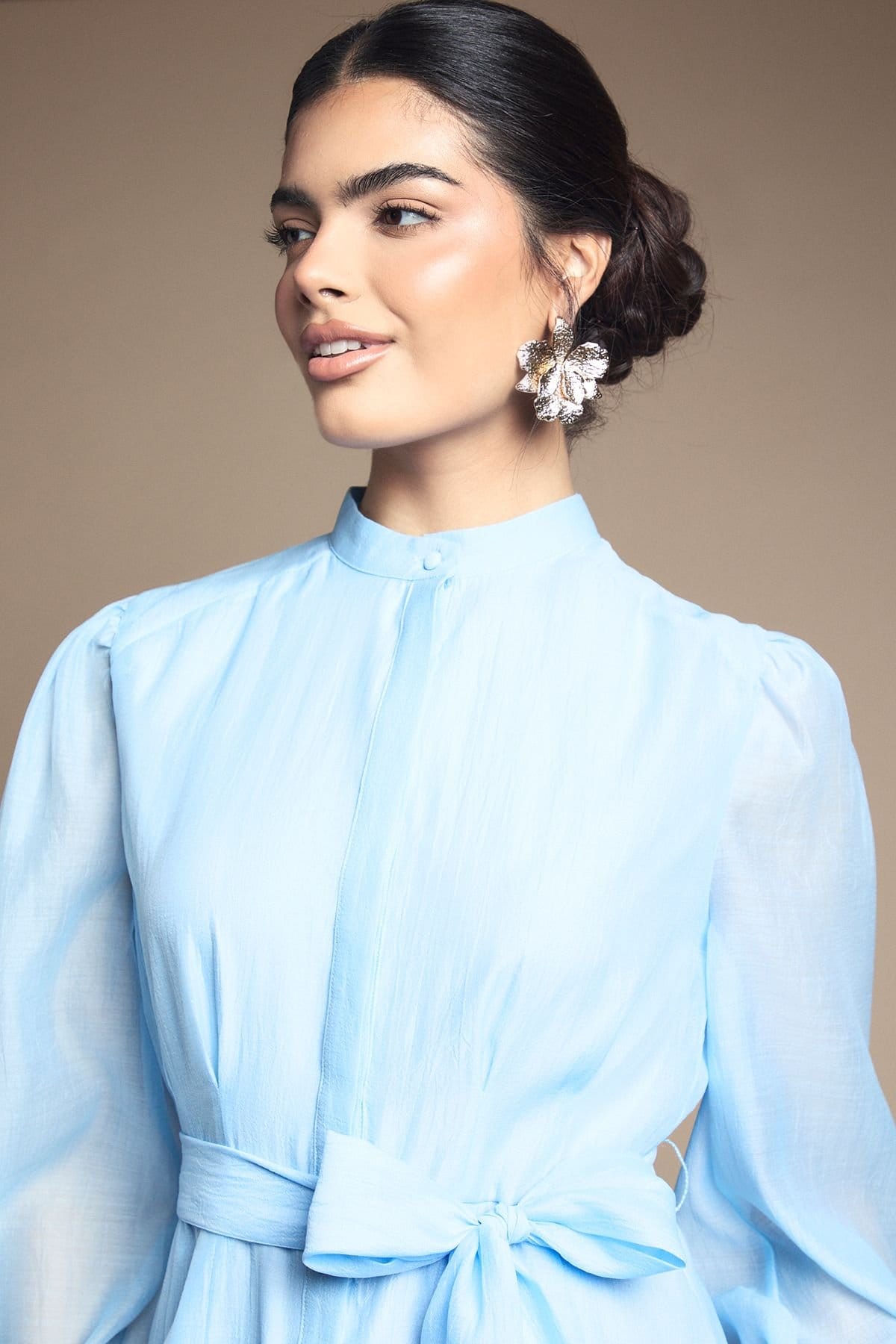 Wallis Wallis Women's Textured Organza Midi Shirt Dress in Blue - 4