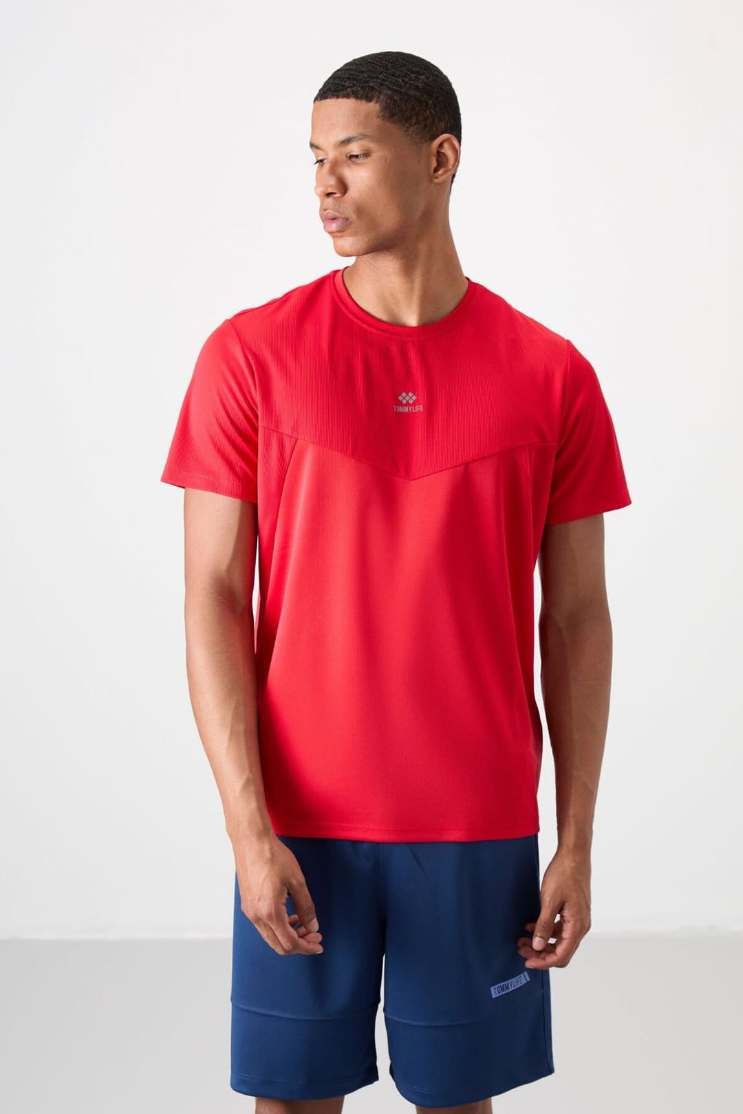 Tommy Life Tommy Life Men's Solid Polyester Crew Neck T-Shirt in Red - 4