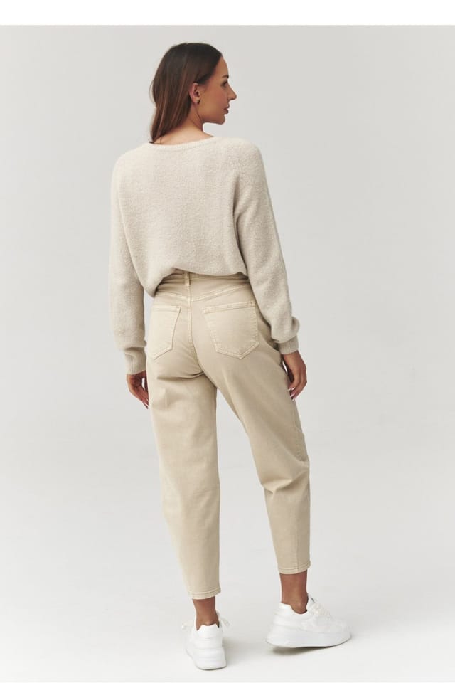 Love Lace Love Lace Women's Round Neck Loose Fit Sweater Style 223249 in Beige - 3
