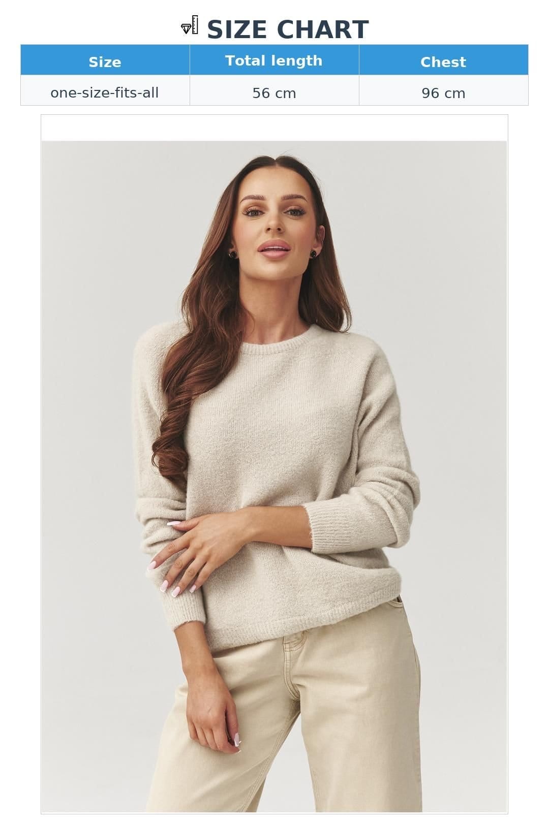 Love Lace Love Lace Women's Round Neck Loose Fit Sweater Style 223249 in Beige - 4