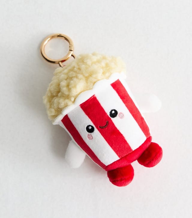 New Look Red Plush Popcorn Bucket Bag Charm New Look - 2